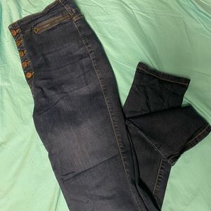 KanCan Button Fly Skinny Jeans, zippered front pockets, open back pockets